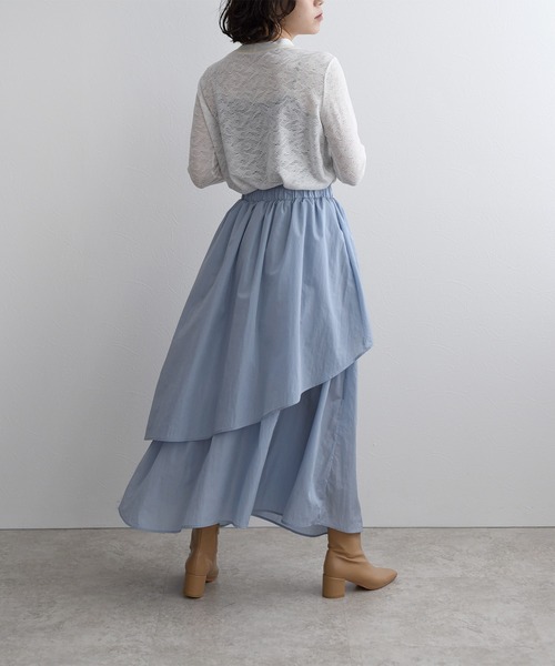 LHELBIE(レルビエ)の「SUSTAINABLE アシメティアードスカート(スカート・レディース・ライトブルー/ブラック/レッド・M)」の13枚目の写真