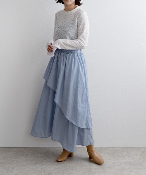 LHELBIE(レルビエ)の「SUSTAINABLE アシメティアードスカート(スカート・レディース・ライトブルー/ブラック/レッド・M)」の22枚目の写真
