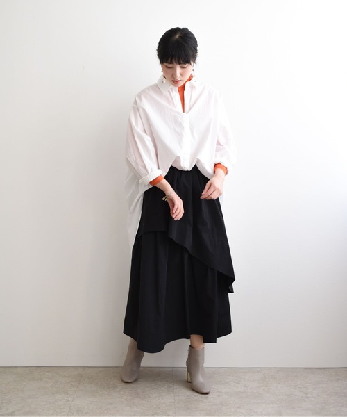 LHELBIE(レルビエ)の「SUSTAINABLE アシメティアードスカート(スカート・レディース・ライトブルー/ブラック/レッド・M)」の14枚目の写真