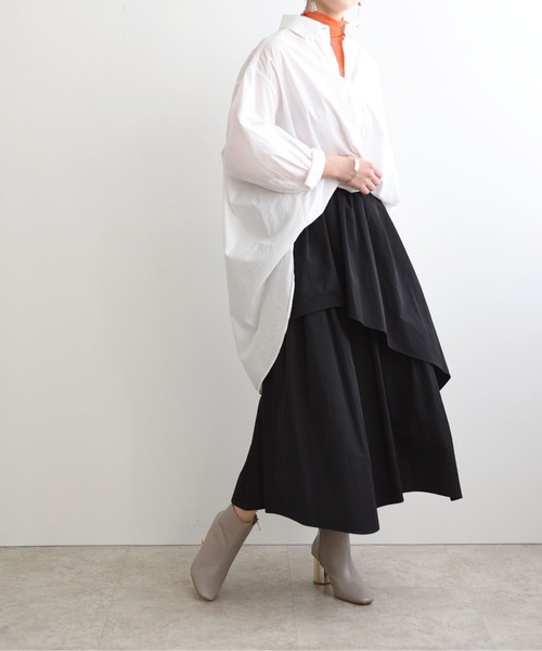 LHELBIE(レルビエ)の「SUSTAINABLE アシメティアードスカート(スカート・レディース・ライトブルー/ブラック/レッド・M)」の10枚目の写真