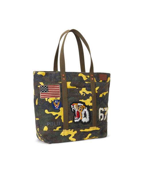 【POLO】ポロラルフローレン パッチワーク タイガー キャンバス トートバッグ POLO RALPH LAUREN（ポロ ラルフ ローレン）の「タイガーパッチ カモ