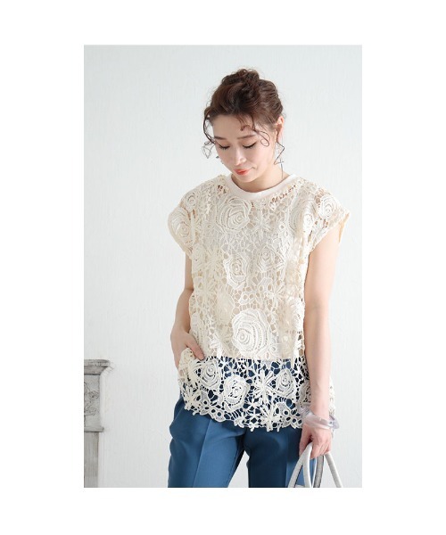上品な花柄レーストップス♡ 上品な花柄レーストップス（Tシャツ/カットソー）｜Sawa a la