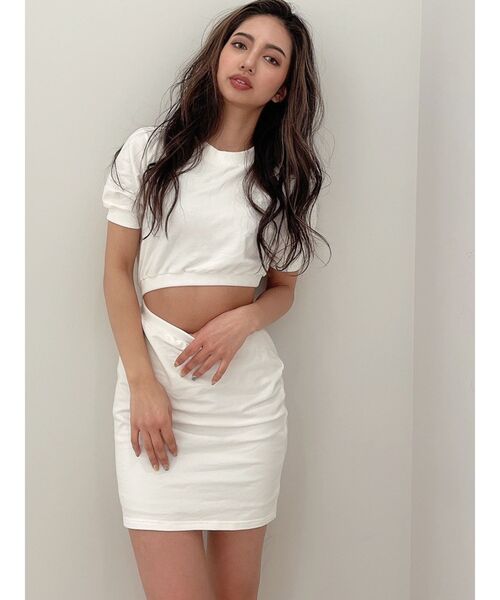 GYDA（ジェイダ）の「SIDE OPEN ハーフスリーブスウェットワンピース（ワンピース・レディース・ブラック/グレー/オフホワイト・FREE）」の2枚目の写真