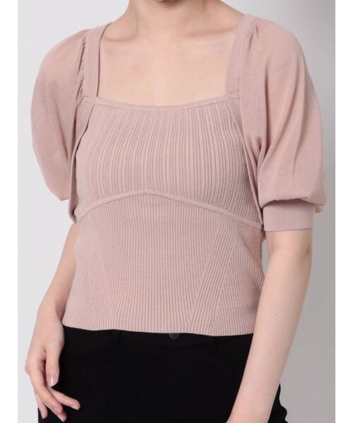 MERCURYDUO（マーキュリーデュオ）の「シアースリーブ2WAYニット（ニット/セーター・レディース・オフホワイト/ベビーピンク/グレー・FREE）」の3枚目の写真