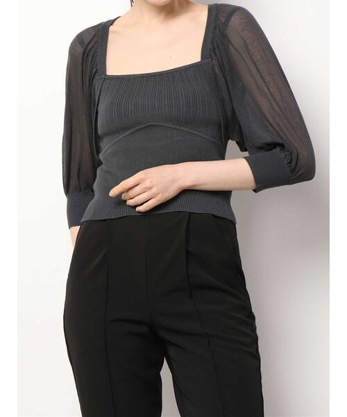 MERCURYDUO（マーキュリーデュオ）の「シアースリーブ2WAYニット（ニット/セーター・レディース・オフホワイト/ベビーピンク/グレー・FREE）」の2枚目の写真