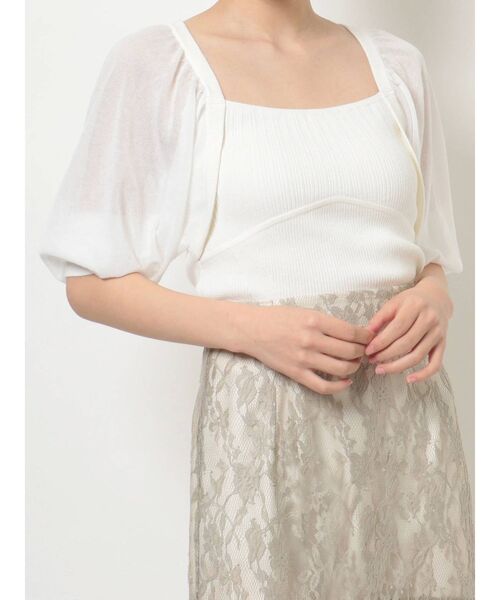 MERCURYDUO（マーキュリーデュオ）の「シアースリーブ2WAYニット（ニット/セーター・レディース・オフホワイト/ベビーピンク/グレー・FREE）」の4枚目の写真