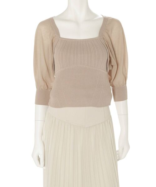 MERCURYDUO（マーキュリーデュオ）の「シアースリーブ2WAYニット（ニット/セーター・レディース・オフホワイト/ベビーピンク/グレー・FREE）」の6枚目の写真