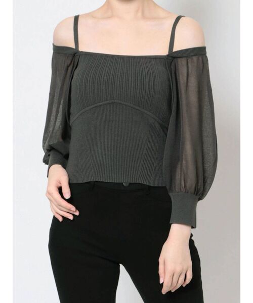 MERCURYDUO（マーキュリーデュオ）の「シアースリーブ2WAYニット（ニット/セーター・レディース・オフホワイト/ベビーピンク/グレー・FREE）」の13枚目の写真