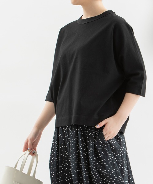 nop de nod(ノップドゥノッド)の「Cloche USコットン5分袖Tシャツ(Tシャツ/カットソー・レディース・ブラック/オフホワイト/インディゴブルー/ブルー/ブルー系その他/スミクロ/ダークベージュ・3)」の3枚目の写真