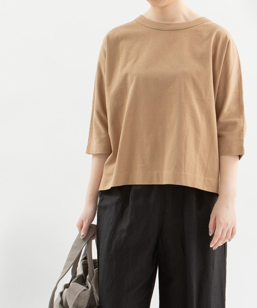 nop de nod(ノップドゥノッド)の「Cloche USコットン5分袖Tシャツ(Tシャツ/カットソー・レディース・ブラック/オフホワイト/インディゴブルー/ブルー/ブルー系その他/スミクロ/ダークベージュ・3)」の11枚目の写真