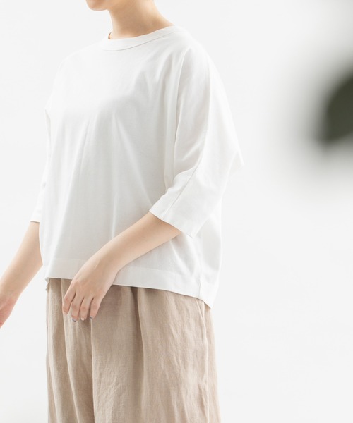 nop de nod(ノップドゥノッド)の「Cloche USコットン5分袖Tシャツ(Tシャツ/カットソー・レディース・ブラック/オフホワイト/インディゴブルー/ブルー/ブルー系その他/スミクロ/ダークベージュ・3)」の14枚目の写真