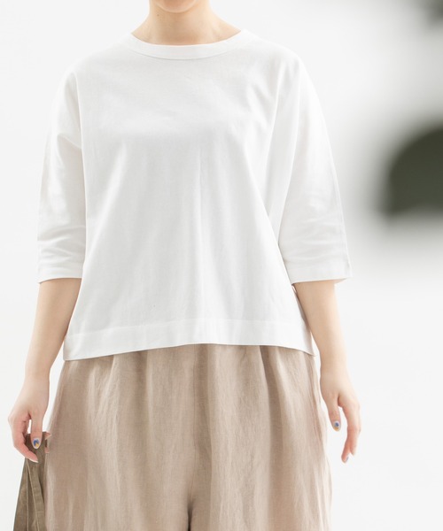 nop de nod(ノップドゥノッド)の「Cloche USコットン5分袖Tシャツ(Tシャツ/カットソー・レディース・ブラック/オフホワイト/インディゴブルー/ブルー/ブルー系その他/スミクロ/ダークベージュ・3)」の15枚目の写真