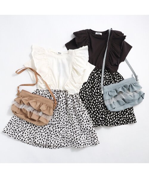 【新品】　遊園地柄　ドッキングワンピース　130 Blooming Garden総柄ドッキングワンピース(105-115cm ラベンダー