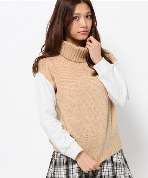 mystic（ミスティック）の「袖スウェットオフタートルプルオーバー（Tシャツ/カットソー・レディース・ホワイト/ネイビー/ベージュ/ピンク・ﾌﾘ-）」の2枚目の写真