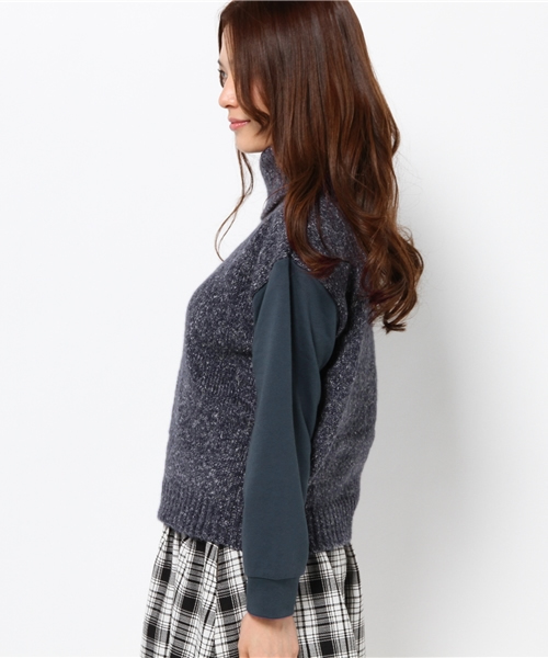 mystic（ミスティック）の「袖スウェットオフタートルプルオーバー（Tシャツ/カットソー・レディース・ホワイト/ネイビー/ベージュ/ピンク・ﾌﾘ-）」の6枚目の写真