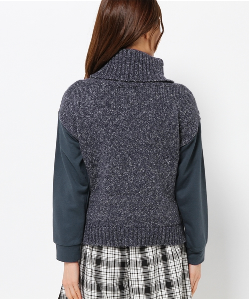 mystic（ミスティック）の「袖スウェットオフタートルプルオーバー（Tシャツ/カットソー・レディース・ホワイト/ネイビー/ベージュ/ピンク・ﾌﾘ-）」の7枚目の写真