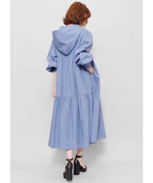 mili an deni（ミリアンデニ）の「綿100%フード付きティアードシャツワンピース（シャツワンピース・レディース・ホワイト/ブラック/ベージュ/ミント/ダークブルー・M）」の5枚目の写真