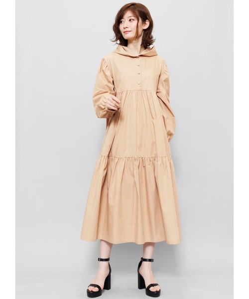 mili an deni（ミリアンデニ）の「綿100%フード付きティアードシャツワンピース（シャツワンピース・レディース・ホワイト/ブラック/ベージュ/ミント/ダークブルー・M）」の17枚目の写真