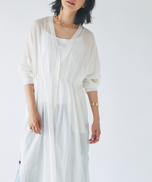 RIVE DROITE(リヴドロワ)の「コットンシアーシャツワンピース(ワンピース・レディース・オフホワイト/ブラック・FREE)」の1枚目の写真