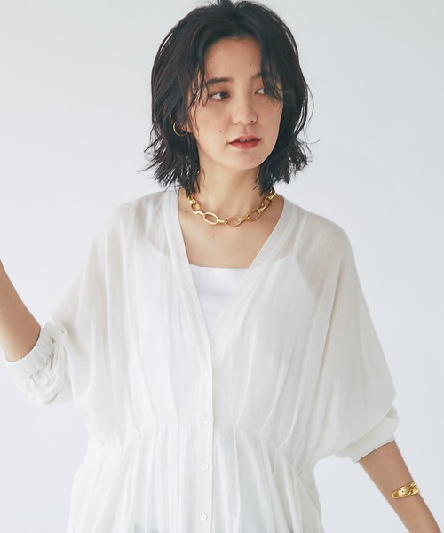 RIVE DROITE(リヴドロワ)の「コットンシアーシャツワンピース(ワンピース・レディース・オフホワイト/ブラック・FREE)」の7枚目の写真