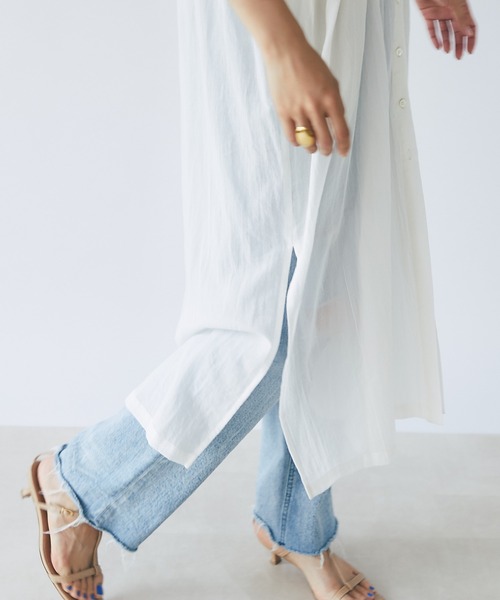 RIVE DROITE(リヴドロワ)の「コットンシアーシャツワンピース(ワンピース・レディース・オフホワイト/ブラック・FREE)」の5枚目の写真