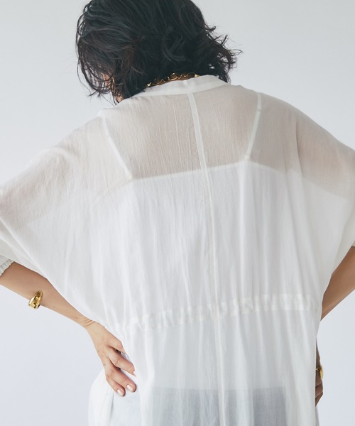 RIVE DROITE(リヴドロワ)の「コットンシアーシャツワンピース(ワンピース・レディース・オフホワイト/ブラック・FREE)」の16枚目の写真