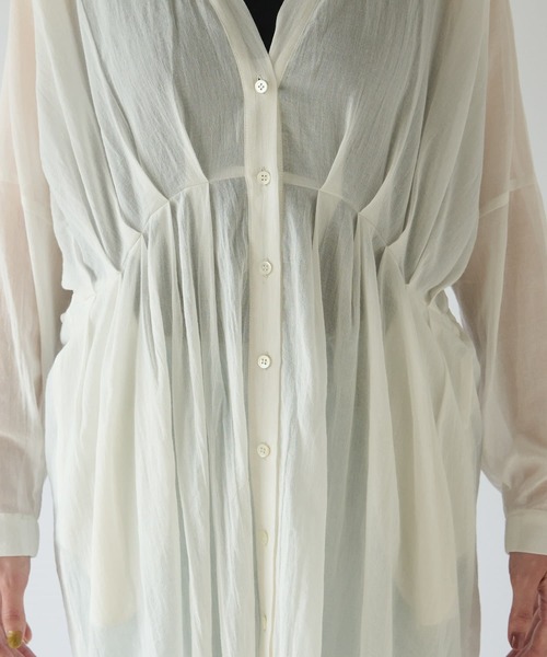 RIVE DROITE(リヴドロワ)の「コットンシアーシャツワンピース(ワンピース・レディース・オフホワイト/ブラック・FREE)」の4枚目の写真