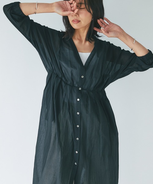 RIVE DROITE(リヴドロワ)の「コットンシアーシャツワンピース(ワンピース・レディース・オフホワイト/ブラック・FREE)」の20枚目の写真