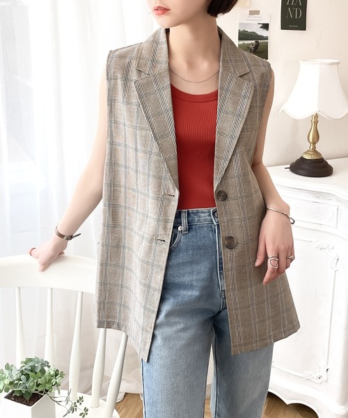 classicalelf(クラシカルエルフ)の「+1で上級見え。チェック柄サイドベルトベスト(ベスト・レディース・ベージュ/ブラウン/グレー・SMALL/MEDIUM/LARGE)」の17枚目の写真
