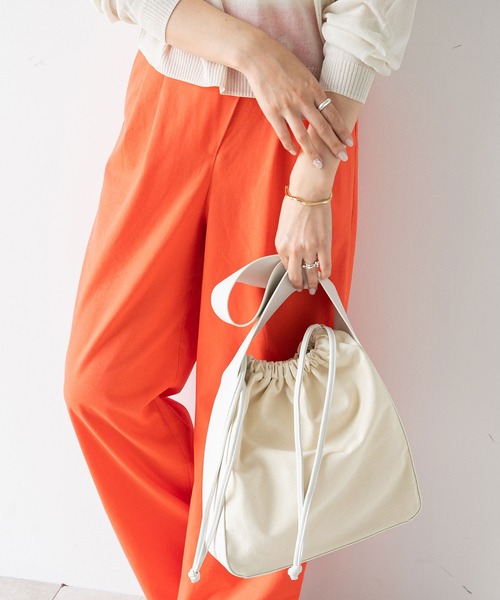 rectangle（レクタングル）の「ワンハンドル巾着トートバッグ（トートバッグ・レディース・ブラック/アイボリー・FREE）」の5枚目の写真