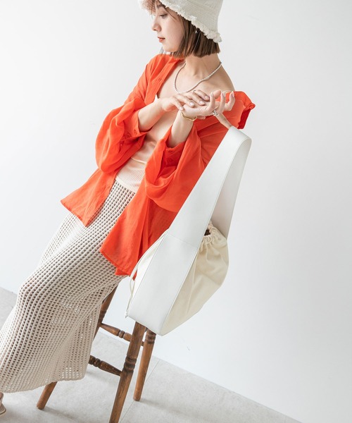 rectangle（レクタングル）の「ワンハンドル巾着トートバッグ（トートバッグ・レディース・ブラック/アイボリー・FREE）」の8枚目の写真