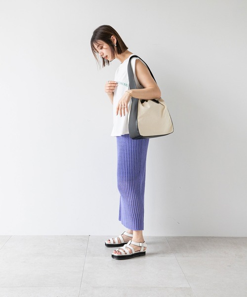 rectangle（レクタングル）の「ワンハンドル巾着トートバッグ（トートバッグ・レディース・ブラック/アイボリー・FREE）」の7枚目の写真