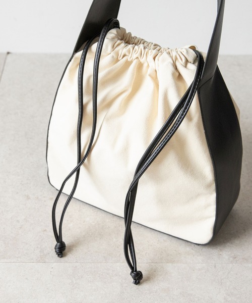 rectangle（レクタングル）の「ワンハンドル巾着トートバッグ（トートバッグ・レディース・ブラック/アイボリー・FREE）」の9枚目の写真
