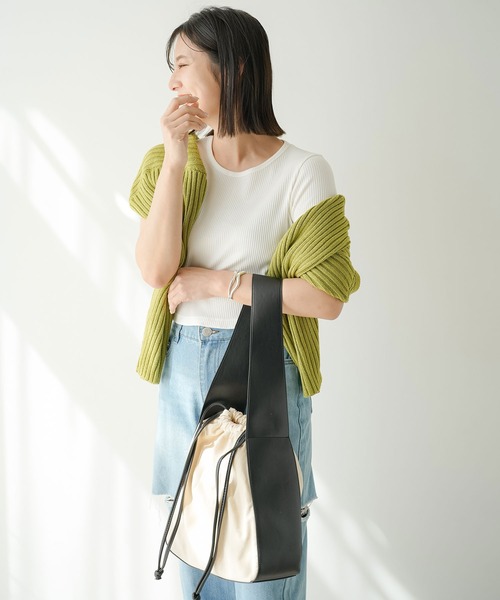 rectangle（レクタングル）の「ワンハンドル巾着トートバッグ（トートバッグ・レディース・ブラック/アイボリー・FREE）」の18枚目の写真