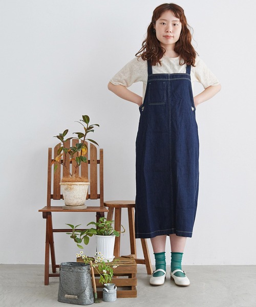 chambre de charme（シャンブルドゥシャーム）の「●cdc 綿麻 お花ジャガード 5分袖プルオーバー（Tシャツ/カットソー・レディース・キナリ/ブラック・FREE）」の11枚目の写真