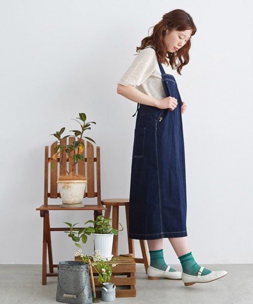 chambre de charme（シャンブルドゥシャーム）の「●cdc 綿麻 お花ジャガード 5分袖プルオーバー（Tシャツ/カットソー・レディース・キナリ/ブラック・FREE）」の12枚目の写真