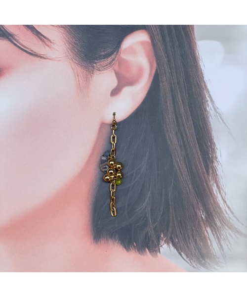 tone(トーン)の「【musk】ゴールド×天然石のロングピアス(MA)(ピアス(両耳用)・レディース・ゴールド・FREE)」の2枚目の写真