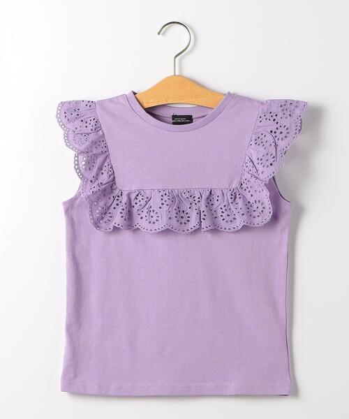 green label relaxing（グリーンレーベルリラクシング）の「TJ スクエア レース プルオーバー 100cm-130cm（Tシャツ/カットソー・キッズ・ダークグレー/オフホワイト/ライラック・110cm/120cm/130cm/100cm）」の3枚目の写真