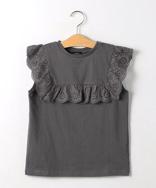 green label relaxing（グリーンレーベルリラクシング）の「TJ スクエア レース プルオーバー 100cm-130cm（Tシャツ/カットソー・キッズ・ダークグレー/オフホワイト/ライラック・110cm/120cm/130cm/100cm）」の2枚目の写真