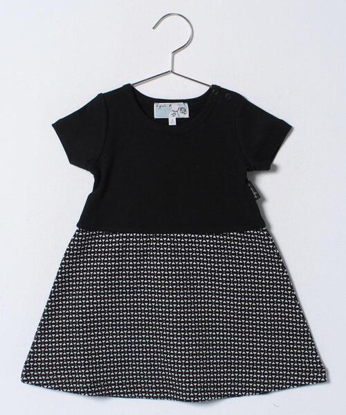 JDF0 L DRESS ベビー ジオメトリックドッキングワンピース
