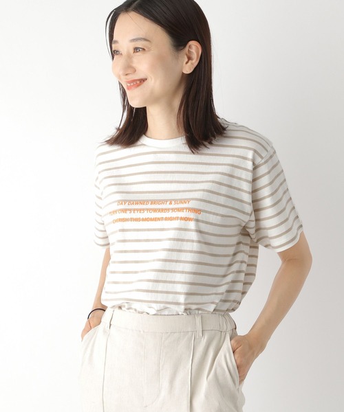 LEPSIM（レプシィム）の「カラープリントTシャツ　297571（Tシャツ/カットソー・レディース・オフホワイト/ピンク/ブルー/ライトグリーン/ベージュ/ホワイト・FREE）」の4枚目の写真