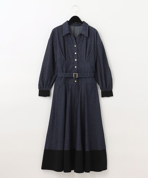 Diagram（ダイアグラム）の「ボリュームフレアシャツワンピース（シャツワンピース・レディース・インディゴブルー/ベージュ・36/38）」の17枚目の写真