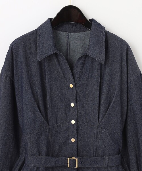 Diagram（ダイアグラム）の「ボリュームフレアシャツワンピース（シャツワンピース・レディース・インディゴブルー/ベージュ・36/38）」の18枚目の写真