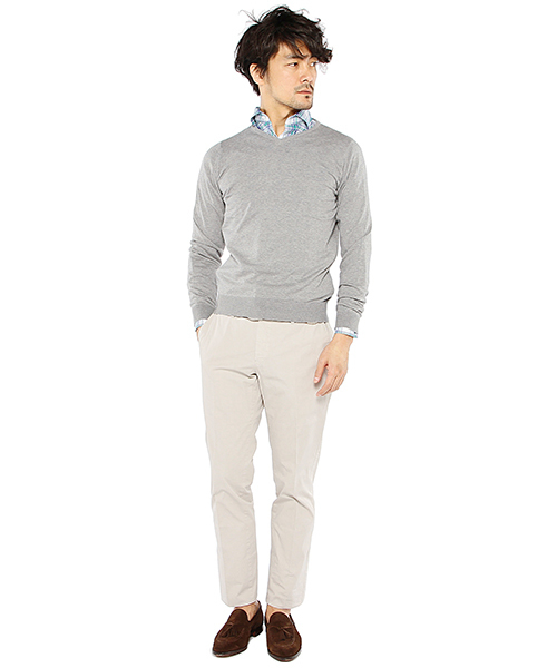 JOHN SMEDLEY（ジョンスメドレー）の「JOHN SMEDLEY / 30ゲージVネックニット（ニット/セーター・メンズ・ブルー系その他/ネイビー/シルバー/レッド系その他・M/40/L/43/S/38）」の8枚目の写真