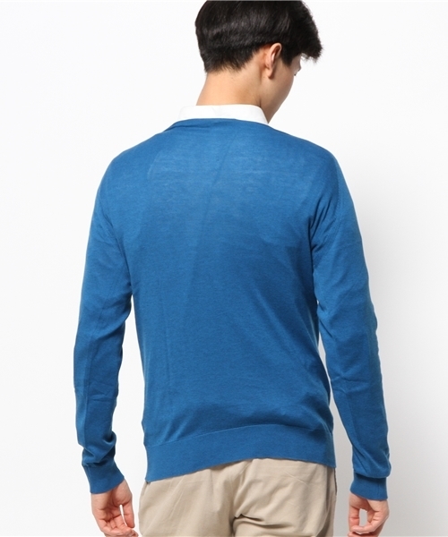 JOHN SMEDLEY（ジョンスメドレー）の「JOHN SMEDLEY / 30ゲージVネックニット（ニット/セーター・メンズ・ブルー系その他/ネイビー/シルバー/レッド系その他・M/40/L/43/S/38）」の12枚目の写真