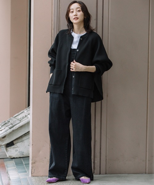 Munich（ミューニック）の「両畦編みニット×中綿入りタフタドッキングブルゾン（ブルゾン・レディース・モカ/ブラック/アイボリー・FREE）」の10枚目の写真