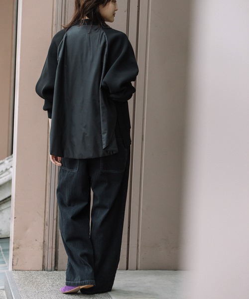 Munich（ミューニック）の「両畦編みニット×中綿入りタフタドッキングブルゾン（ブルゾン・レディース・モカ/ブラック/アイボリー・FREE）」の13枚目の写真