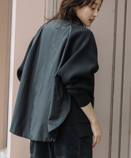 Munich（ミューニック）の「両畦編みニット×中綿入りタフタドッキングブルゾン（ブルゾン・レディース・モカ/ブラック/アイボリー・FREE）」の15枚目の写真