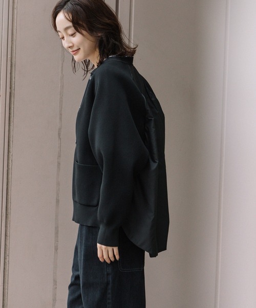 Munich（ミューニック）の「両畦編みニット×中綿入りタフタドッキングブルゾン（ブルゾン・レディース・モカ/ブラック/アイボリー・FREE）」の18枚目の写真