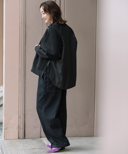 Munich（ミューニック）の「両畦編みニット×中綿入りタフタドッキングブルゾン（ブルゾン・レディース・モカ/ブラック/アイボリー・FREE）」の12枚目の写真